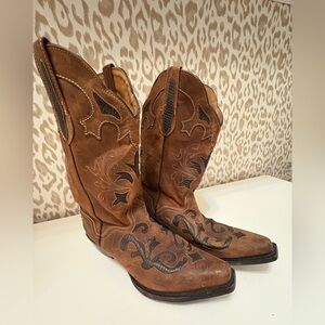 JB Dillon Brown Leather Cowboy Boots size 10M